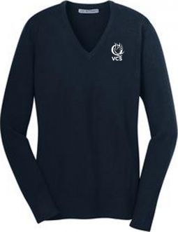 Ladies V-Neck Sweater, Navy